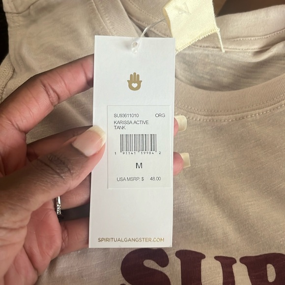 🙏🏾Spiritual Gangster NWT “Super Natural” tank - Light Pink/Burgundy - Medium - Picture 4 of 7